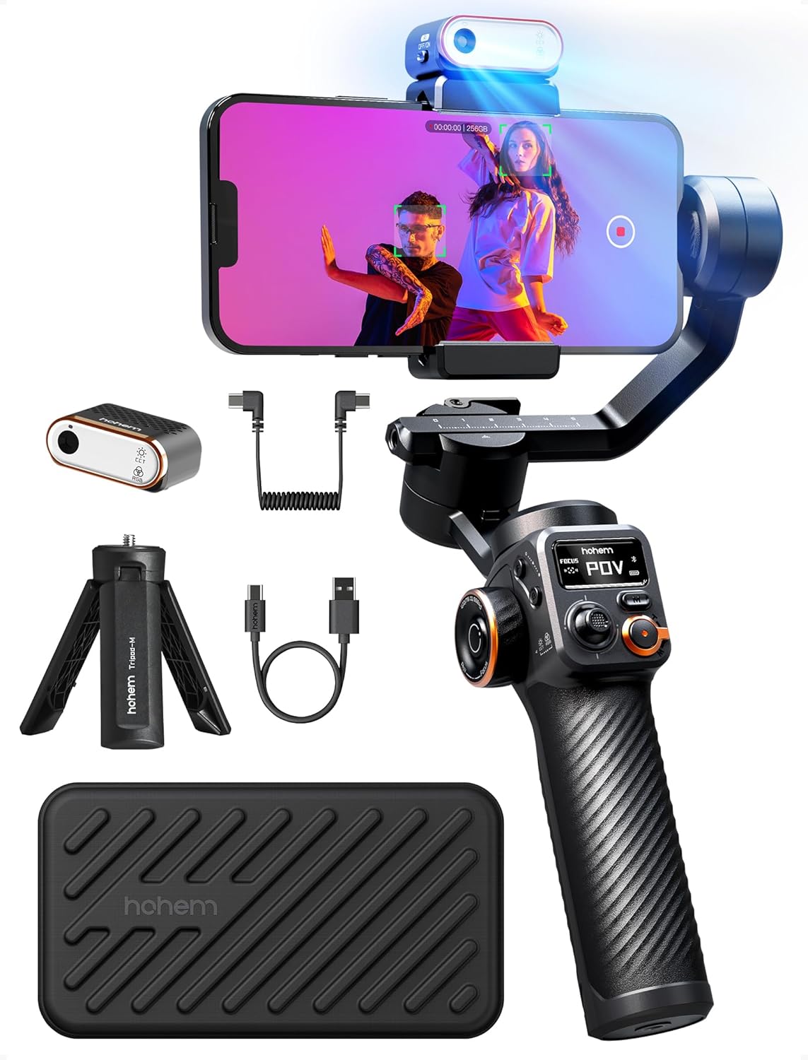 Isteady M6 Kit Gimbal Stabilizer for Smartphone, 3-Axis Phone Gimbal with AI Tracking, Magnetic Fill Light, 18H Long Lasting Battery Stabilizer for Iphone & Android, Ideal for Video Recording